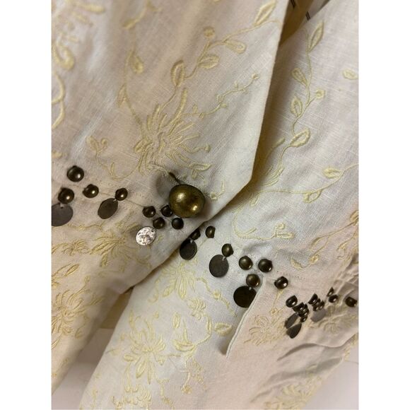 True Meaning Linen M Vest Studs Cream Gray - Picture 5 of 9